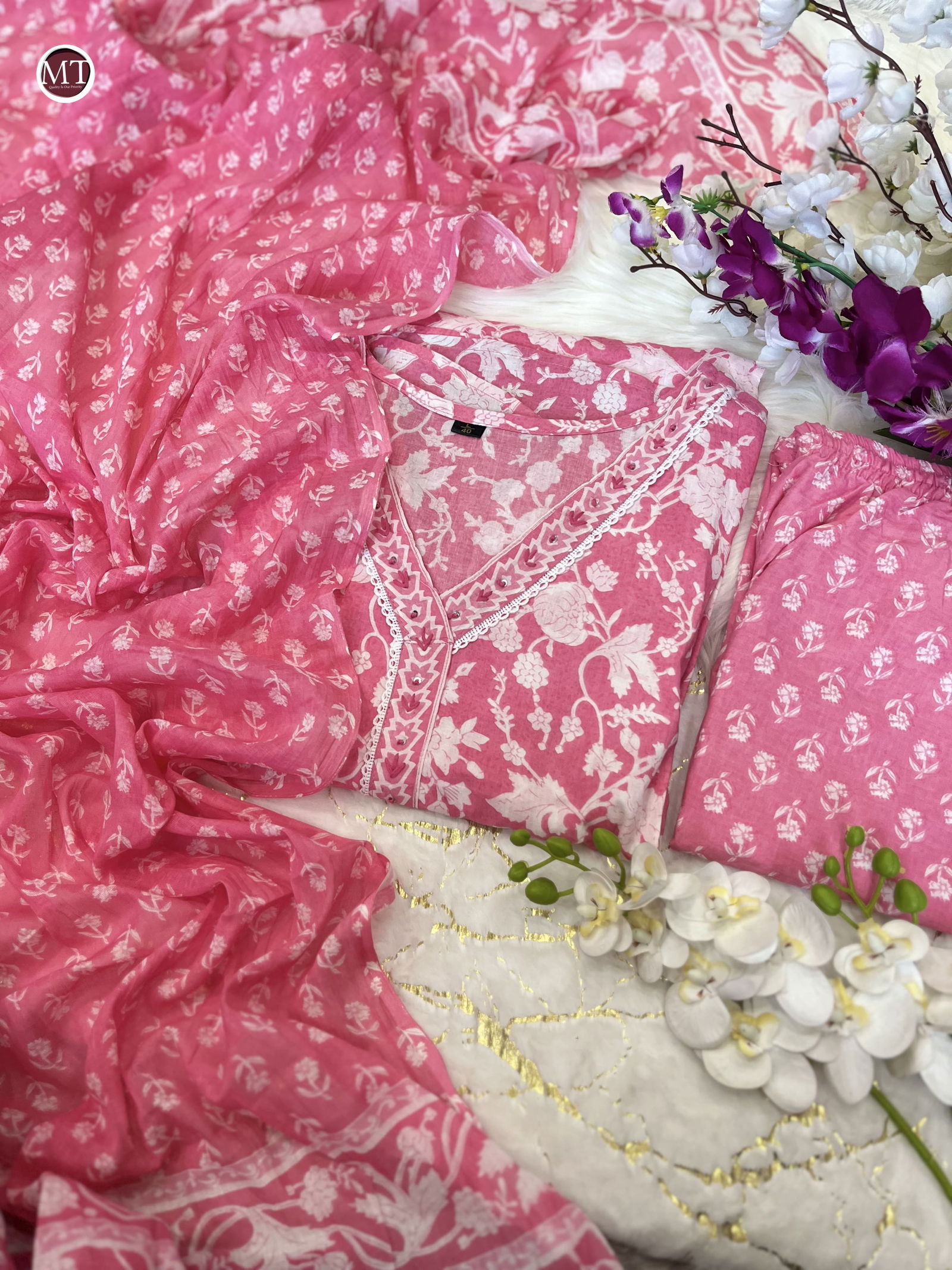 MT Summer Special Cotton Printed Kurti With Bottom Dupatta Wholesale Market In Surat
